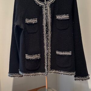 Karl Lagerfeld Fringe Cardigan Sweater Sz: L